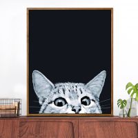 数字油画DIY油彩画 动漫卡通叮当机器猫手绘填色画 大雄多哆啦A梦 2398偷看猫 40*50亚麻画布(无框)