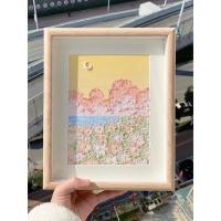 油画棒画框画框装裱木质中空相框摆台数字生日礼物框diy黏土框 白橡色(橡木色) 不含画 含白色边 5寸(8.9cm*12