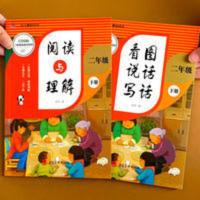 二年级下册看图写话+阅读理解专项训练书全套人教版小学语文专项 看图写话就三步-从20字到200字1-2年级共2册