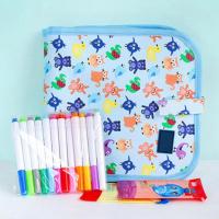 小黑板儿童涂鸦画画板宝宝小孩家用写字板可擦写水绘画本玩具神器 6面画本(3支水粉笔+2包湿巾) 恐龙乐园