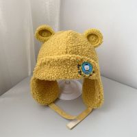 秋冬季宝宝帽子冬天小孩加厚保暖护耳帽韩版男女童羊羔绒雷锋帽潮 黄色 帽围46-52cm/参考1-5岁