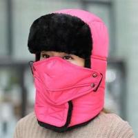 帽子女冬季雷锋帽男东北防寒面罩护耳加厚防风保暖冬天骑车棉帽潮 粉色[普通款]
