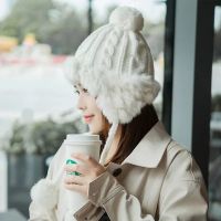 冬季女毛绒帽新品遮耳保暖外出戴可爱软妹韩版雷锋帽韩版兔毛百搭 安哥拉兔毛白色(加绒加厚) 55-59cm