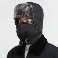 加厚中老年男款雷锋帽子防寒保暖冬季老人老头爷爷电动车骑车棉帽 黑色[时尚灰毛+口罩] 可调节