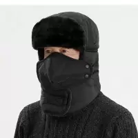 [鳄鱼]帽子女雷锋帽男冬天东北户外加厚保暖护耳防风防寒棉 卡:黑色-雷锋帽[经典款]