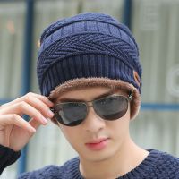 帽子男士冬季雷锋帽女骑车加厚保暖防风帽中老年人火车头防寒棉帽 藏青针织