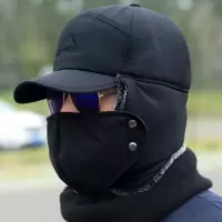 中老年男士雷锋帽冬季爸爸保暖骑车防风防寒帽加绒厚护耳东北棉帽 山峰标雷锋帽---黑色