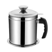 油壶304不锈钢过滤储油壶厨房大容量装油瓶家用带盖猪油渣网隔器 1.3L木柄油壶(约装2.8斤油) 常规款(送底盘)