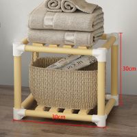 实木置物架落地多层杂物家用卧室房间万能收纳架厨房架子花架书架 2层[简约款]