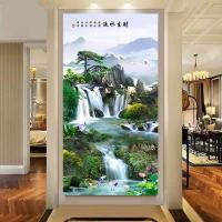 自粘玄关贴画楼梯走廊过道客厅装饰画移门玻璃流水生财3D招财壁画 B:01款 小号:宽40cmX高80cm