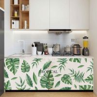 北欧绿植橱柜遮挡帘灶台柜子遮丑布帘鞋柜防尘自粘魔术贴厨房门帘 款式1 默认分片式需要整片式联系客服备注