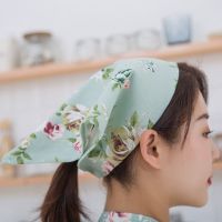碎花成人女围裙时尚花边亲子围兜套袖头巾儿童围裙套装家用厨房围 9718绿色头巾通用