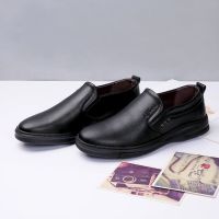 秋冬款新品软皮皮鞋爸爸鞋舒适耐穿防滑软底商务正装休闲加绒皮鞋 大方美观黑色[单鞋] 601 38