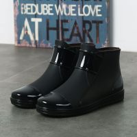 雨鞋男短筒防滑耐磨平底水鞋靴成人低帮厨房工作雨靴加绒保暖胶鞋 669男款黑色单鞋 39