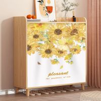 鞋柜帘杂物遮丑防尘帘厨房橱柜遮挡帘防污魔术贴免打孔衣帽间门帘 向日葵 宽40*高70cm