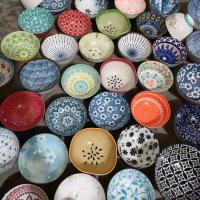 日式ins陶瓷双耳防烫汤碗汤锅创意面碗甜品沙拉碗汤盆可微波 随机2个4.5寸饭碗