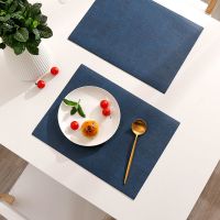 西餐垫高档歺盘子垫隔热垫桌垫碗垫子欧式皮革防烫创意家用学生 PU-藏蓝色[40*30厘米]小尺寸