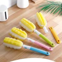 新款新款奶瓶刷可拆卸长柄洗杯刷海绵奶瓶清洁刷子花朵海绵杯刷水 2件装