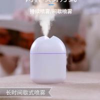 usb加湿器家用卧室小型迷你静音大雾智能加湿学生喷雾车载香薰机 冰川白普通款[静音/七彩灯] 套餐1 单机[送充电线+1