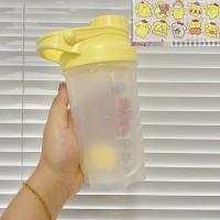 透明超大容量塑料水杯可爱吸管杯水瓶杯子便携夏天学生水壶随手杯 黄色小号+布丁狗贴纸[没吸管]