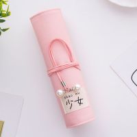 韩版创意初中生笔帘卷笔袋男生女孩简约文具盒大容量小学生铅笔袋 粉色少女(没有小笔袋)