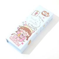 京尚2021新款韩版ins女孩文具盒学习用品变形多功能文具盒收纳盒 小奋斗-蓝色