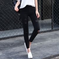 2021秋季大码拼接格子牛仔裤女ins宽松休闲百搭阔腿拖地裤子长裤 100黑色 M 建议95-105斤