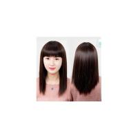 假发女长发自然全头齐刘海长直发逼真全头套中年妈妈中长发假发套 深棕色+发网
