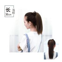 假发马尾 女 绑带长直发短发黑色高马尾蝴蝶结隐形辫仿真人发自然 36cm绑带马尾浅棕色