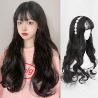 假发女长发万圣节cos动漫表演发套个性lolita彩色长卷发全头套式 黑色 假发+发网夹子