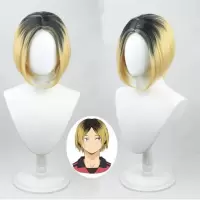 排球少年 孤爪研磨 cosplay假发 头皮款金黑混色渐变