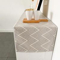 简约现代电视柜桌布餐边柜盖布桌旗防尘罩垫子防水防油免洗茶几垫 灰波线条 防水防油 40*140cm