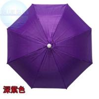 头戴雨伞帽大号帽子伞防晒防风三折伞头顶伞折叠两折二折摄影 小号深紫色直径50cm