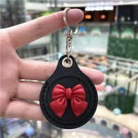 水滴钥匙套扣感应电梯小区门公交卡女卡通蝴蝶结ins可爱情侣卡包 红蝴蝶结-黑+圆扣