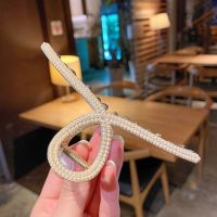 珍珠水钻头发抓夹大号夏季盘发鲨鱼夹子高级感发饰2021年新款发卡 双层交叉珍珠款