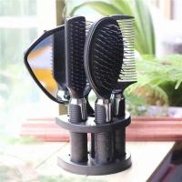 梳子套装镜子卷发梳子内扣大卷气囊按摩梳防静电大齿 黑色四件套