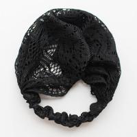 蕾丝薄款透气宽边发箍头带弹力束发带遮白发包头巾妈妈发帽女发套 黑色