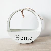 墙面装饰挂件花篮铁艺花篮墙上装饰品桌面摆件花篮创意墙上装饰品 白色不带花