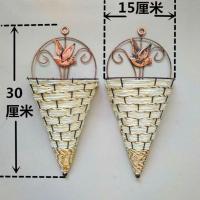 草编柳编藤编田园手工创意花盆插花花篮绿植多肉绿萝编织壁挂手提 白色三角花篮1个