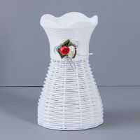 批发花瓶编藤花篮白色塑料花篮仿真花家居装饰花瓶干花插花花篮 塑料梅花口篮 1个装[看清尺寸 提示]