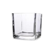 简约加厚正方形缸大号花瓶玻璃透明桌面摆件水培容器水养植物花盆 8CM透明方缸