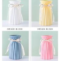 [特大号]北欧玻璃花瓶磨砂鲜花百合干花创意客厅水养富贵竹玫瑰 哑光/15cm折纸[奶白]一个