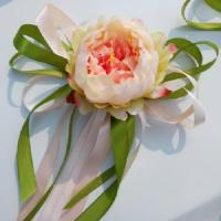 婚车装饰套装主车副车车队布置用品仿真韩式玫瑰多肉结婚婚庆 香槟色点缀装饰短丝带有吸盘