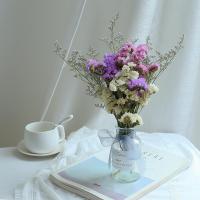 玫瑰尤加利雏菊干花花束客厅玄关摆件ins北欧风拍照道具diy插花 勿忘我花束 无瓶