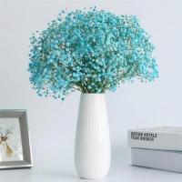 满天星干花花束客厅摆设摆件花瓶鲜插花生日礼物女满天星花束批发 蓝色满天星 一束花不含花瓶[特价充量]