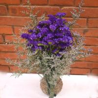 云南蓝色妖姬干花花束勿忘我风干真花家庭插花鲜花玫瑰花客厅装饰 紫色勿忘我+草(1大支)