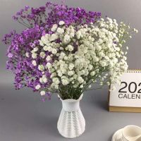 家居摆件装饰真花满天星干花花束带花瓶客厅茶几电视柜办工桌套餐 紫+白 mini版满天星(25cm以内)