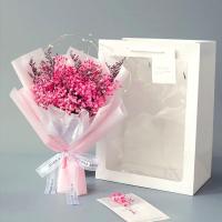 教师节满天星干花花束送礼袋玫瑰香皂花送闺蜜送朋友家人生日礼物 粉满天星干花送礼袋灯贺卡