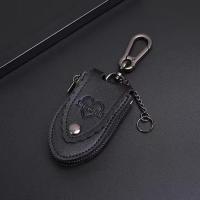 汽车钥匙套通用钥匙包男女腰挂锁匙扣情侣拉链式迷你车钥匙保护套 爱心款(黑色)