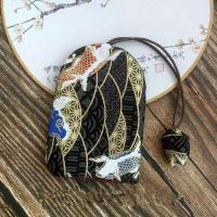 原创手工布艺抽拉式钥匙包创意汽车遥控钥匙保护套和风棉布钥匙包 黑色 锦鲤